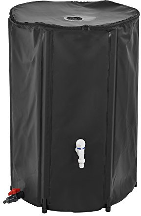 casa.pro Bidone Raccogli Acqua Piovana Serbatoio Flessibile in PVC Contenitore Pioggia con Filtro Rubinetto Valvole Troppo Pieno e Scarico capacità 250L Collegamento da 3/4