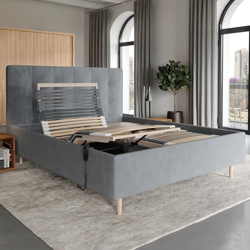 Matratzen Perfekt Elektrischer Lattenrost 100x200 cm 42 Leisten 7 Zonen 8 cm Höhe 2 Motoren bis 200 kg belastbar Netzfreischaltung Härtegradverstellung Notabsenkung