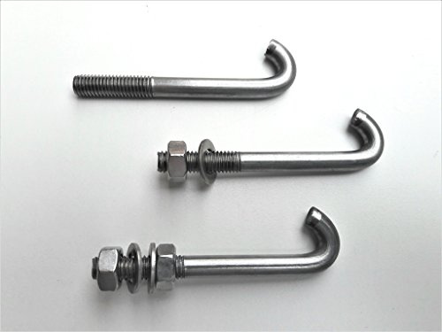 OuM 10 Stück Zaunschraube 80mm Edelstahl M8 mit 1 Mutter und 1 Unterlegscheibe Hakenschraube