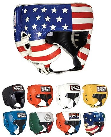 Ringside Competition Boxing Muay Thai MMA Sparring Kopfschutz Kopfbedeckung mit Wangen, Flagge, L