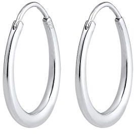Elli Damen Echtschmuck Ohrringe Creole Ohrhänger Geo Basic Trend Oval in 925 Sterling Silber