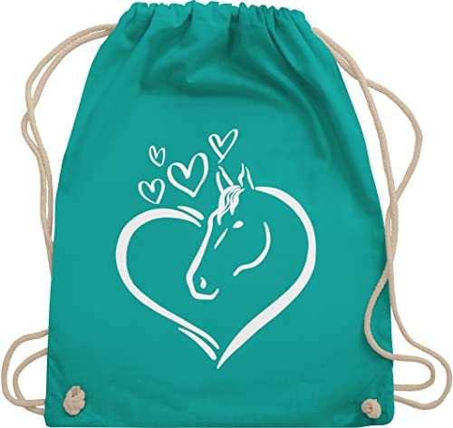 Turnbeutel Rucksack - Pferde - Taschen - Pferdeportrait - Unisize - Türkis - geschenke stalltasche pferd pferdeliebhaber horses juterucksack pferdebeutel reiten tiermotiv beutel pferderucksäcke