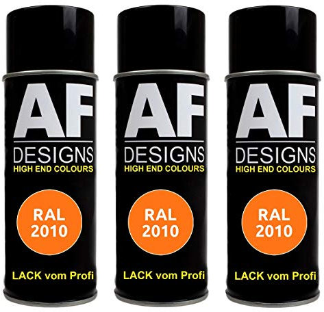 Alex Flittner Designs 3x RAL Lackspray Autolack Buntlack Spraydose RAL2010 SIGNALORANGE seidenmatt