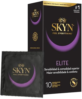 Preservativos SKYN Elite (10 unidades) 100% sin látex, condones ultrasuaves y ultrafinos compatibles con nuestros lubricantes