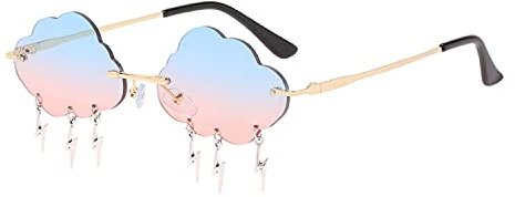 No application Ylinwtech Lunettes De Soleil Nuage Éclair, Soleil Sans Monture Pour Femme, Lunette Festival, Accessoire Amusant Pour Fête Festival Mariage Anniversaire Rave