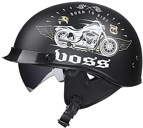 SDFGDFD Motorrad Halbhelm Motorrad Helm Scooter-Helm Jet-Helm Motorrad Half Helm Offener Helm mit Brille für Scooter Roller Biker,DOT/ECE-Zertifizierter Halbschale JetHelm