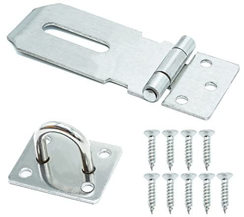 SZXMDKH Door Padlock Hasp, 3 Inch Stainless Steel Hasp and Staple Shed Lock Latch Heavy Duty Gate Security for Window Cabinet Pet Cage Crate,Silver