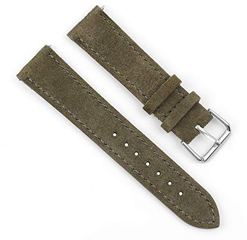 Onthelevel Uhrenarmband aus Wildleder mit schwarzem Lederarmband für Damen oder Herren, 18 mm, 19 mm, 20 mm, 22 mm, 24 mm