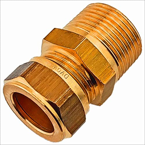 Übergang Kupplung mit Aussengewinde 3/4 Rohr Zoll AG für Kupferrohr Außendurchmesser 22 mm Schraub Fitting mit Klemmring Verschraubung Klemmverschraubung für Kupfer CU Rohr Verbinder Muffe