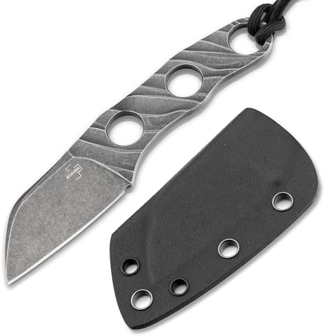 BÖKER PLUS® Kazhan Neck Knife - feststehendes EDC Neck Knife mit 5,7 cm D2 Sheepfoot-Klinge - Backup Halsmesser mit Kydex-Scheide - EDC Nackenmesser mit Kugel-Kette