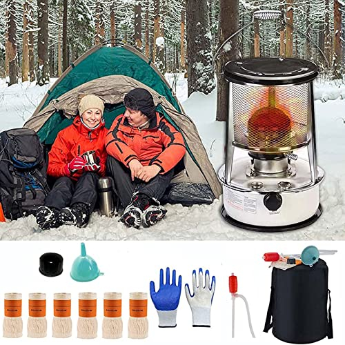 GGBOY Tragbare Petroleumofen für Innenräume, Große Petroleumofen Heizung, Mit Umfallschutz und Docht, für Zuhause Camping Barbecue Werkstattheizung Gewächshaus 6L (Color : White)