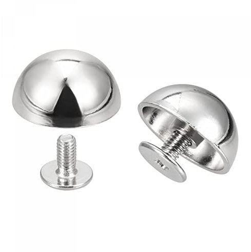 sourcing map Lot de 20 rivets creux à tête ronde en cuir Argenté 15 x 7,5 mm
