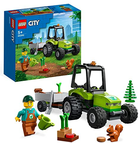 LEGO 60390 City Kleintraktor, Spielzeug-Traktor mit Anhänger, Fahrzeug zum Bauernhof-Set mit Gärtner-Minifigur & Tierfigur, Konstruktionsspielzeug ab 5 Jahren
