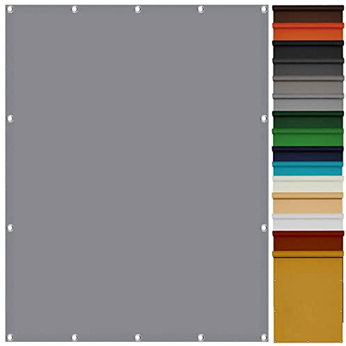 SunSail Wasserdicht Rechteckig 4 x 5 m UV-Schutz Windschutz Markise Zaun mit Ösen und Befestigungsseile für Patio Hinterhof Rasengarten, Hellgrau