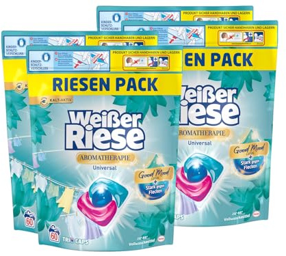 Weißer Riese Universal Trio-Caps Aromatherapie Floral Sensation 240 WL (2 x 120 Wäschen), Waschmittel mit Lotus, Vollwaschmittel mit intensivem Dufterlebnis