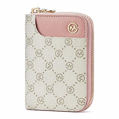 GOLF SUPAGS Kreditkartenetui, Kleine Kreditkarte Geldbörse für Damen PVC-Leder Organizer Hülle, Visitenkartenetui mit Reissverschluss (Rosa)