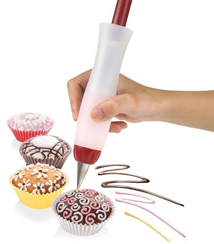 HEMOTON Baking Icing Tips Food Writer Pens Chocolate Pen for Baking Salad Cream Silicone Cupcake Cookie Decorating Food DIY Pen Silicone Cake Decorating Pen Silicone Pastry Pen Tool Nozzle