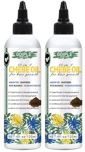 Naturlig Chebe-hårolja för hårväxt Chebe-olja fuktkräm för hårbotten, afrikanskt chebe-pulver för hårväxt, starkare, tjockare, längre hår, 10 i 1 Chebe hårväxtolja för alla hårtyper (2 st)