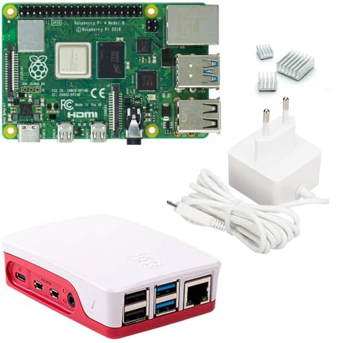 Raspberry Pi 4 Kit de démarrage 8 Go | Bloc d'alimentation USB-C 5 V 3 A | Boîtier | Dissipateur thermique | Raspberry Pi 4 Model B 8 Go RAM