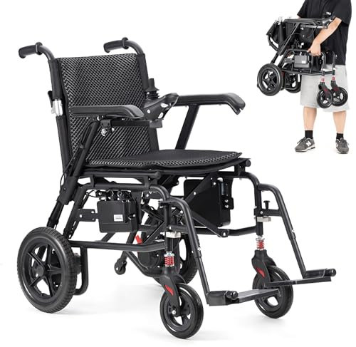 Elektrischer Rollstuhl Leichter für äLtere, All Terrain- Faltbare Elektrorollstuhl mit Li-Ion Battery 24v 10ah, Tragbares Langlebige RollstüHle, MobilitäTshilfe, Tragfähigkeit 150 kg, Sitzbreite 45 cm