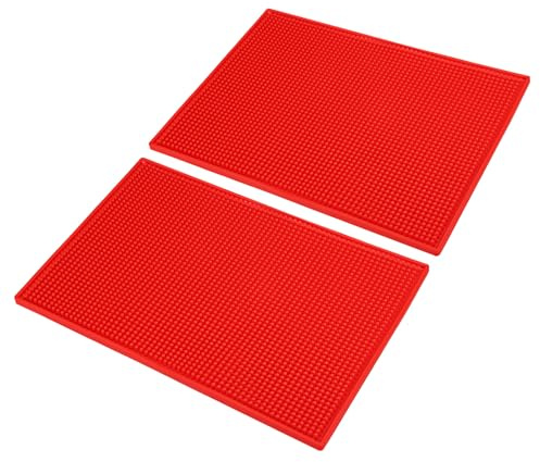 PATIKIL 2 Pack Red 16 x 12 x 0.4 PVC Bar Mats, Non-Slip Countertop Spill Mat for Kitchen, Restaurant, Bar, KTV, Counter, Barber Station, Hair Salon