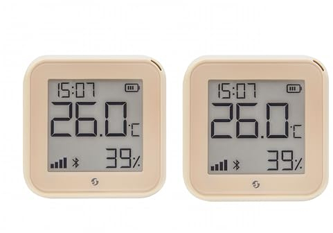SHELLY WLAN-Temperatur- u. Feuchtigkeitssensor Plus H&T Gen. 3, BT, Mokka, 2 Stück