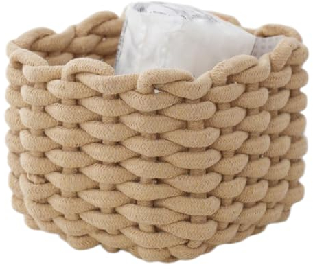 Panier de Rangement en Corde de Coton, Panier de Rangement à Langer Bebe Organiseur, Panier Rangement pour Salle de Bain et Chambre d'enfant (Marron)