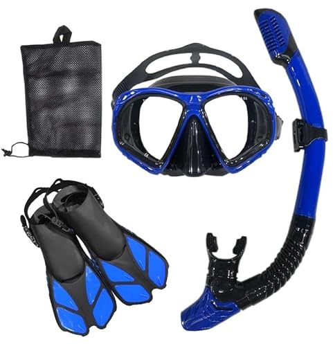 Schnorchel-Tauchmaske und Tauchbrille, Tauch- und Schwimmschlauch-Set for Erwachsene, Unisex (Color : Blue and Black, Size : L/XL)