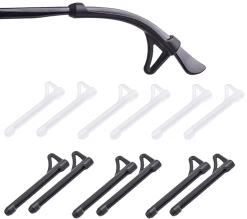 OPUGIT 6Pairs Glasses Temple Grips, Anti-Slip Elastic Sleeve Glasses Retainers, Comfortable Ear Tips For Children Spectacle Eyewear,Black/White