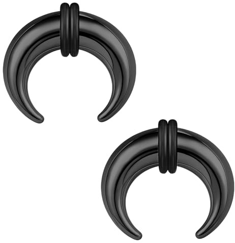 ZS 2 anelli dilatatori a ferro di cavallo di bufalo, 2G, 4G, 6G, 8G, 10G, 14G, 16G, bufalo a ferro di cavallo, dilatatori per piercing al naso e all'orecchio, Acciaio inossidabile, Nessuna pietra