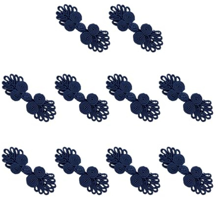 Badiman 5 Stück chinesische Knoten-Froschknöpfe - Handgefertigte Qipao-Knöpfe 6x2,5cm, Tragbar, Leicht, Schick- Traditionelle Knotenknöpfe für Cheongsam & Hanfu - Nylon Material, Navy blau