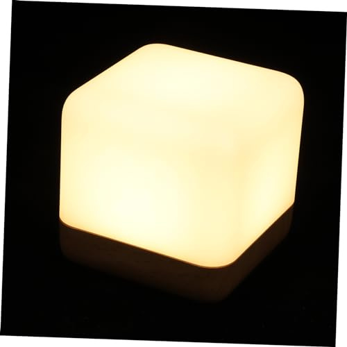 HOMSFOU USB Nachttischlampe LED in Würfelform, Weiß, aus Abs Hips | Haushalt und Schreibtisch, Sanftes Licht ohne Blendung, Schlichtes Design