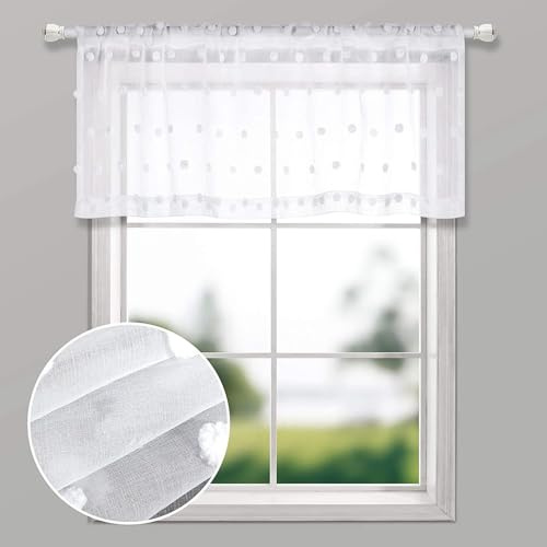 Nordivo Scheibengardinen,Weiß Halbtransparente Vorhänge,Bistrogardine, Küchenvorhang,Vorhänge Küche,Scheibengardinen Kurz,Küchengardinen Landhausstil,Kurzgardine Modern(White,H45xW145cm)