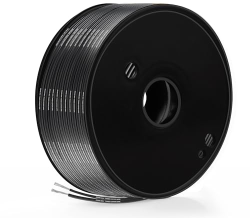 THUN-CT UL2468 20AWG 0,53mm² Cavo Piatto PVC Nero, 2 Fili, 50m | Rame stagnato multifilo, cavo piatto UL2468 nero. Per LED, elettronica e cablaggi 12V/24V.