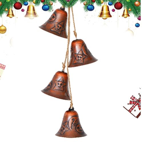 Weihnachtsglocken aus Metall, rustikale Weihnachtsglocke, Metallornament, Weihnachtsfeier, Innen- und Außenbereich, saisonaler Baum-Anhänger für Hotel, Schule
