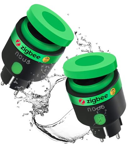 NOUS Zigbee Steckdose, Intelligente Außensteckdose IP44, Intelligente Steckdose mit Verbrauchsmessung, Kompatibel mit Alexa Zubehör, Smart Home Geräten, Google Home, Smart Life, 2MQTT, 16A