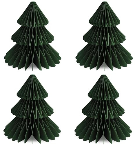 Frau WUNDERVoll® Papierbaum matt grün Magnetverschluss 4er Set Ø13cm H14cm / Tannenbaum Weihnachtsbaum Weihnachten Dekoration Tischdeko Weihnachtsdeko Weihnachtsdekoration Fenster-Deko