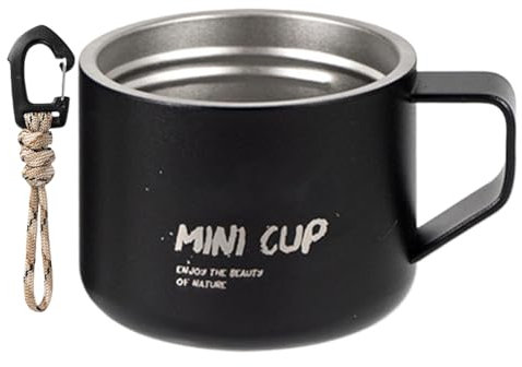 Stainless Steel Camping Mug - Matte Outdoor Coffee Mug With Handle, Insulated Double Wall Tea Cup | Travel Water Cup For Hiking, Climbing And Camping, Drinking Mug