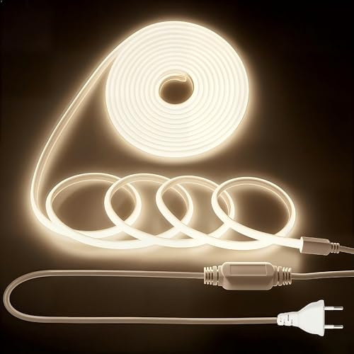 YeahBoom 2M COB LED Streifen,220V Direktanschluss mit Eurostecker,Natürliches Licht 4000K,Hohe Dichte Flexibler Wasserdicht LED Strip,für Schlafzimmer Schrank Zuhause Party Dekoration