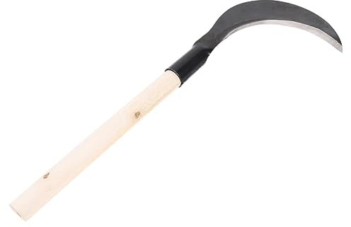 VANZACK Handsichel Ergonomischer Griff aus Manganstahl mit Langem Holzgriff Langenbigen und Unkrautbekämpfung für Komfortable Gartenarbeit Zufälliger Stil für Gartenrasen