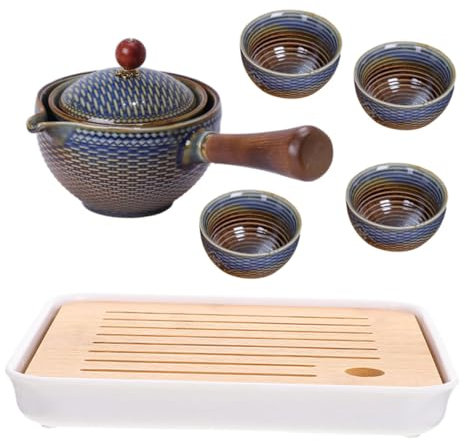 CHICAMPERA Tetera Giratoria De Cerámica Juego De Té Completo Tazas y Bandeja Para Regalos