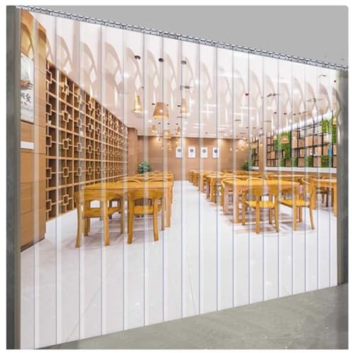 XYUERU PVC Streifenvorhang Lamellen, 2mm Transparent Wasserdicht Plastik Streifen Türvorhang, Wetterfest, Spritzwassergeschützt, for Innen und Außenbereich(135x200cm)