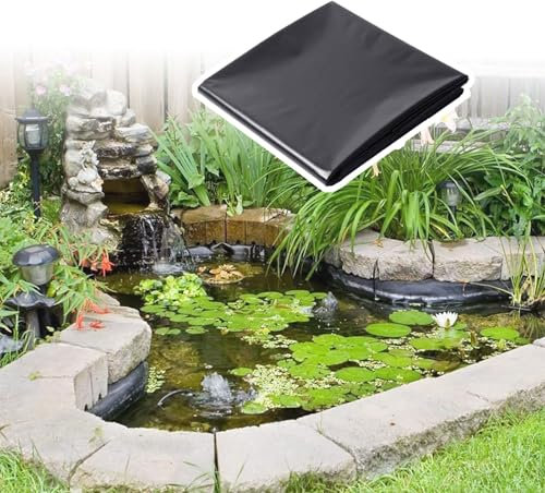 Rivestimento per laghetto in HDPE nero, resistente ai raggi UV e alle intemperie, pellicola impermeabile per laghetti, giardini, aiuole rialzate, resistente, 9 x 15 m