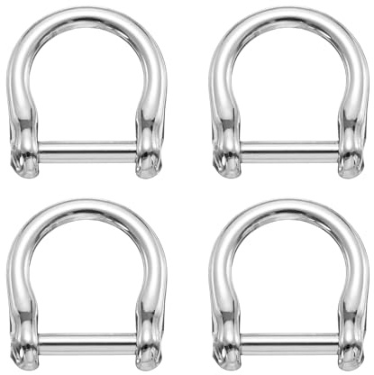 sourcing map 4 anillos en D de herradura con grillete atornillado, 19 mm, soporte para llaves en forma de U, accesorios de correa de bolso para manualidades, llavero de cuero, plateado, plata, 19mm(3