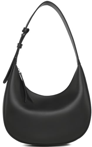 yeeplant Borsa a tracolla antifurto a mezzaluna da donna, tracolla regolabile, chiusura con cerniera, borsa hobo in pelle vegana nera