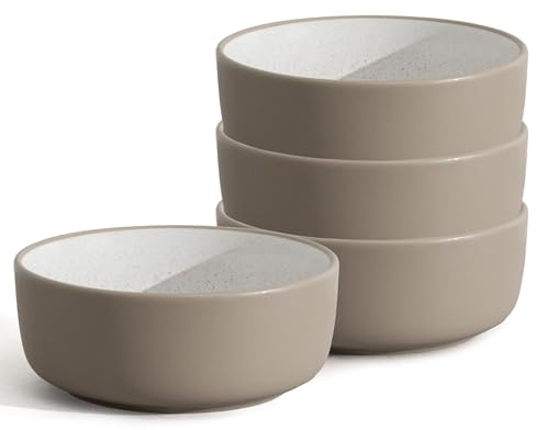 Hausfelder Müslischalen 4er Set Steingut - Bowl Schüssel 600ml für Müsli Suppe Dessert - Keramik Schalen Spülmaschinenfest Mikrowellengeeignet (Nordic Sand, 4 Stück)