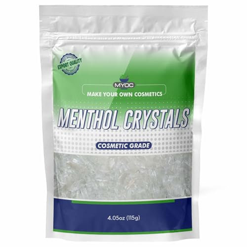 MYOC Menthol Crystals | Pure Cosmetic Grade for Skincare, Balms, Soaps, Lip Care, Aromatherapy & DIY Formulations – 115g / 4 Oz