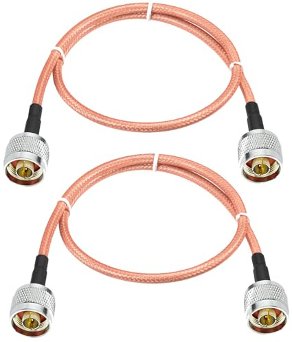 Yuslao N Male to N Male RG400 Coaxial Cable Jumper 50cm 1.6ft 50 Ohm Low Loss RF Coax Cable (2-Pack) for Ham Radio WiFi Yagi Antenna Router 4G LTE Antenna Test Equipment