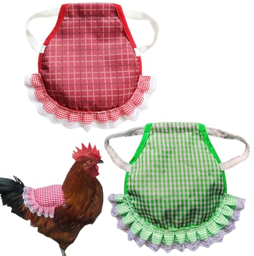 BEPSYOM 2 Stück Hühnersattel Geflügelschützer Hühnerschürze mit Elastischen Riemen Federflügelschutz für Hühner, Huhn und Ente