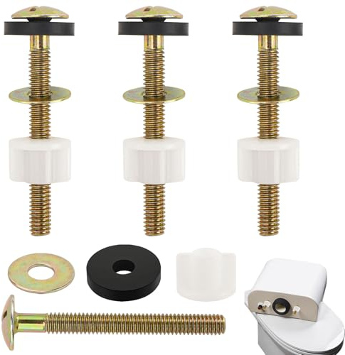 4 Pieces Toilet Seat Screws, Universal Carbon Steel Plated Toilet Lid Fittings and Fixtures, Toilet Blind Hole Fitting Kit for Toilet Seat Hinge Bolts Replacement Parts